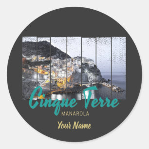 Sticker Rond Cinque Terre Manarola Riomaggiore vintage italien