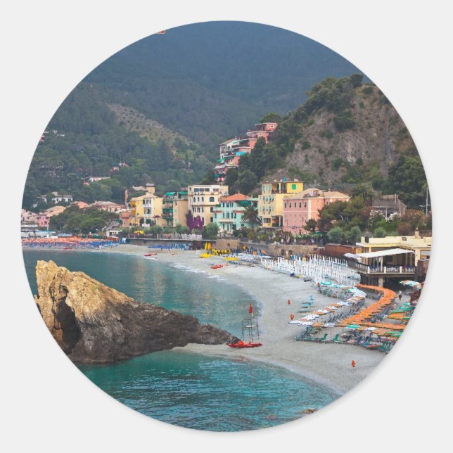 Sticker Rond Cinque Terre - Matin Monterosso Beach (Devant)