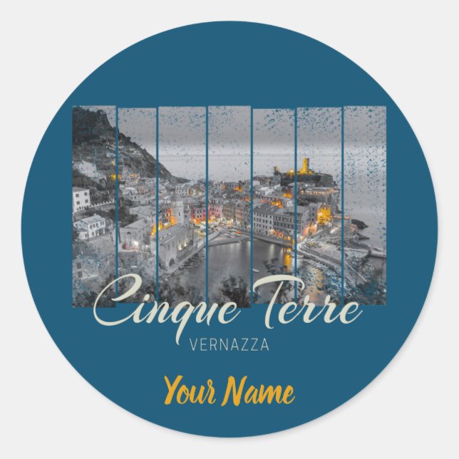 Sticker Rond Cinque Terre Vernazza Italie Souvenir vintage (Devant)