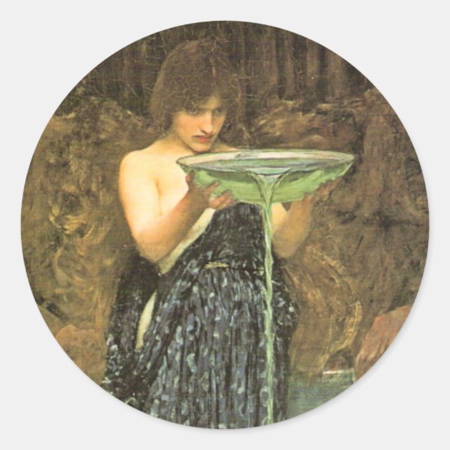 Sticker Rond Circe Invidiosa par John William Waterhouse (Devant)