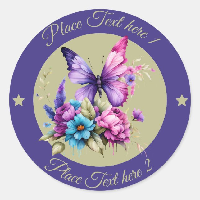 Sticker Rond Circle Butterfly 8 (Devant)