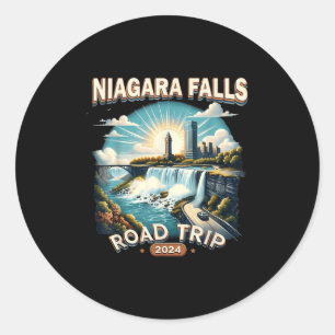 Sticker Rond Circuit routier aux chutes du Niagara 2024 Voyage