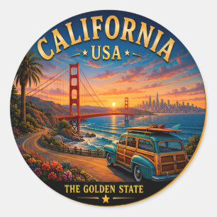 Sticker Rond Circuit touristique côtier pittoresque de Californ