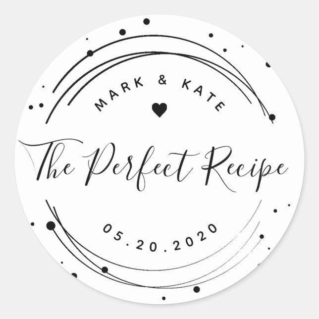 Sticker Rond Circulaire Moderne La Parfaite Recette Mariage Fav (Devant)