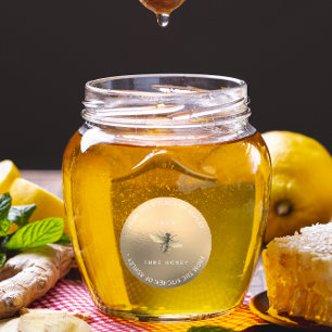 Sticker Rond Circulaire personnalisée Miel Bee Or Verre