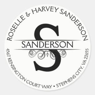 Sticker Rond Circulaire vintage ronde Nom et adresse