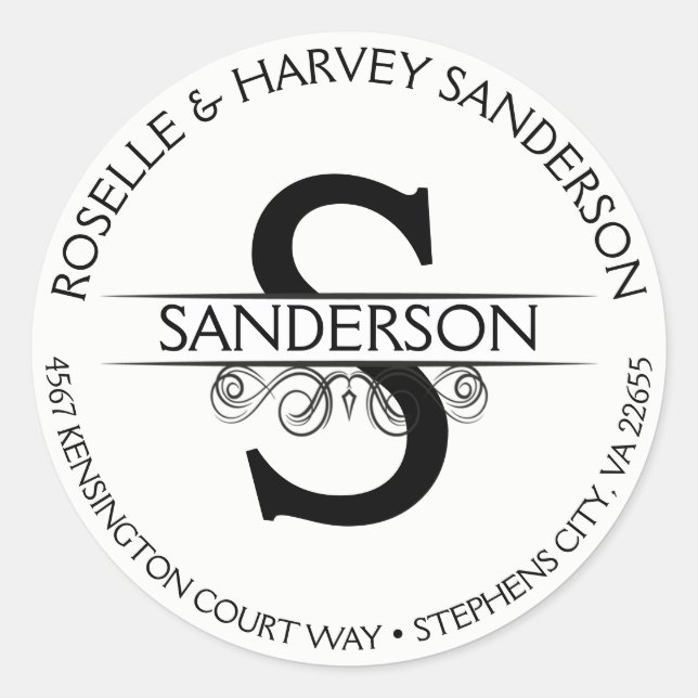 Sticker Rond Circulaire vintage ronde Nom et adresse (Devant)