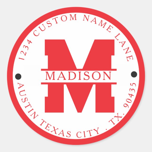Sticker Rond Circular address labels,monogram address labels (Devant)