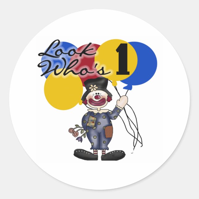 Sticker Rond Circus Clown 1er anniversaire (Devant)