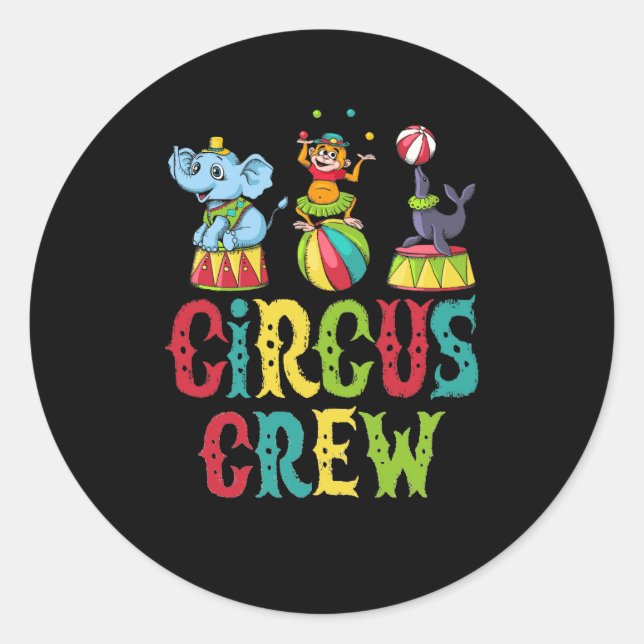 Sticker Rond Circus Event Staff Design Circus Crew Clown Carniv (Devant)