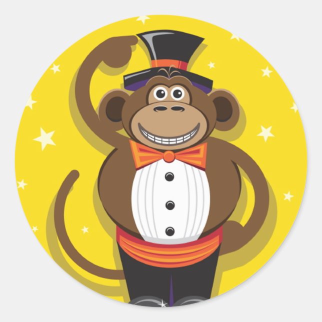 Sticker Rond Circus monkey (Devant)