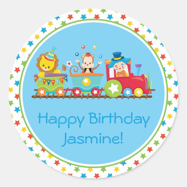 Sticker Rond Circus | Voitures de train | Personnalisé (Devant)