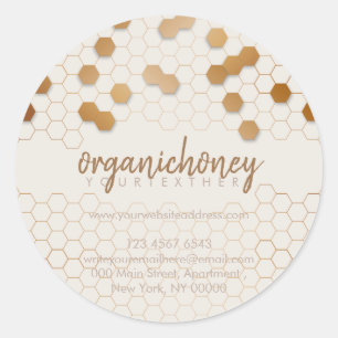 Sticker Rond cire Apiariste Jar Bee Bougie Gold Honeycomb