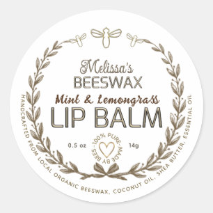 Sticker Rond Cire d'abeille artisanale Lèvres Gloss Balm Wreath