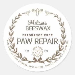 Sticker Rond Cire d'abeille artisanale Paw Réparation Wreath Be
