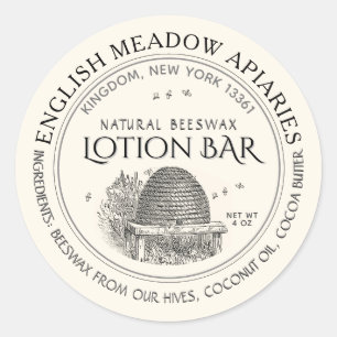 Sticker Rond Cire d'abeille naturelle Custom Lotion Bar Étiquet