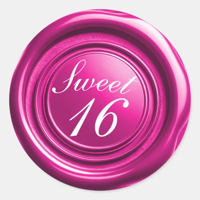 Sticker Rond Cire de bougie à cacheter rose chaud pour mariage  (Devant)