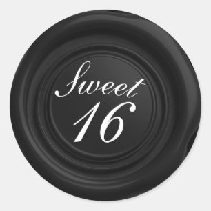 Sticker Rond Cire de bougie noire Sceau goutte Élégant Mariage