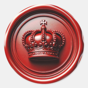 Sticker Rond Cire de bougie rouge goutte à goutte sceau couronn