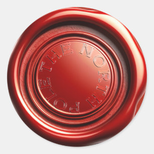 Sticker Rond Cire de bougie rouge sceau glace claire "Le Pôle N