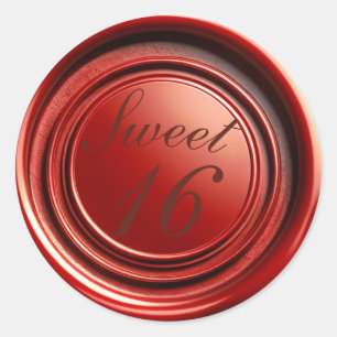 Sticker Rond Cire de bougie rouge Sceau goutte de mariage Sweet