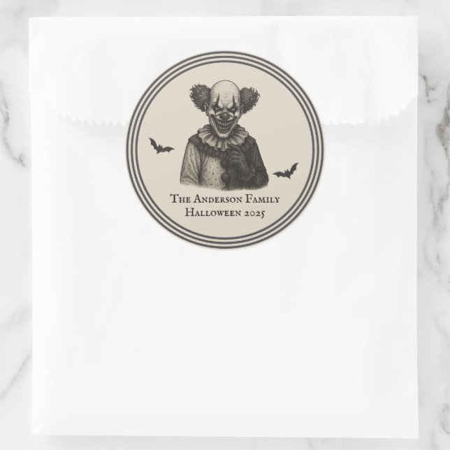 Sticker Rond Cirque Ancien | Thème de Fête Foraine Hantée Hallo (Sac)