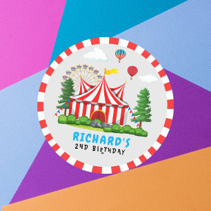 Sticker Rond Cirque Carnaval Thème Anniversaire Fête