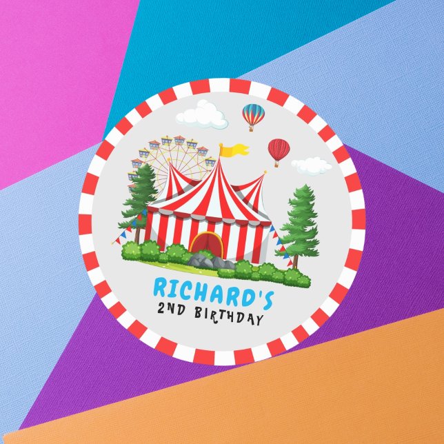 Sticker Rond Cirque Carnaval Thème Anniversaire Fête (Créateur téléchargé)