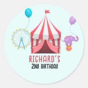 Sticker Rond Cirque Carnaval Thème Fête d'anniversaire pour enf