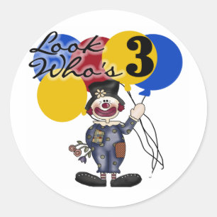 Sticker Rond Cirque Clown 3e Anniversaire Tshirts et cadeaux