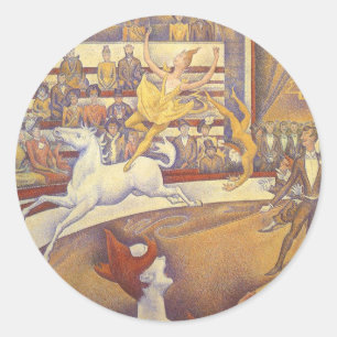 Sticker Rond Cirque de Georges Seurat, Pointillisme Vintage