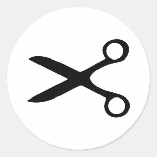 Sticker Rond ciseaux de coiffeur noir