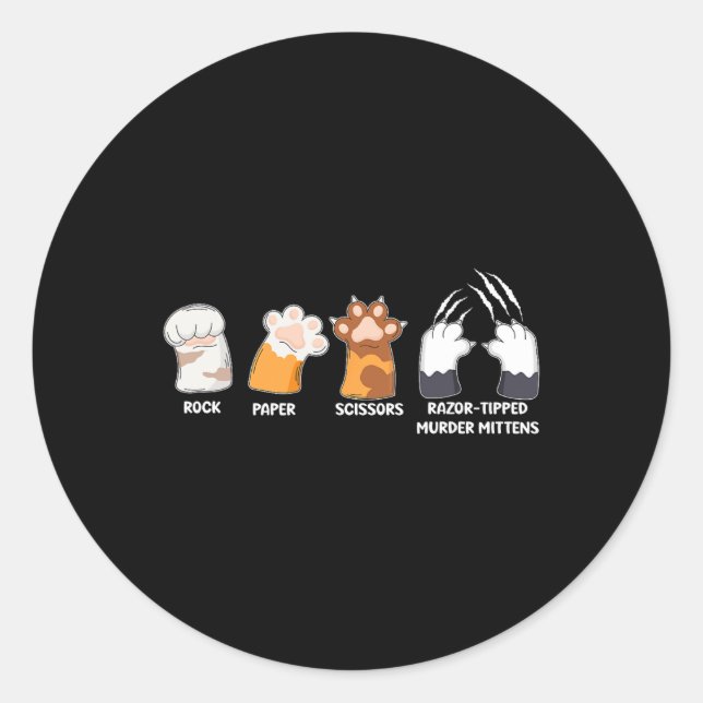 Sticker Rond Ciseaux de papier roche Razor Tibet Meurtre Mitten (Devant)