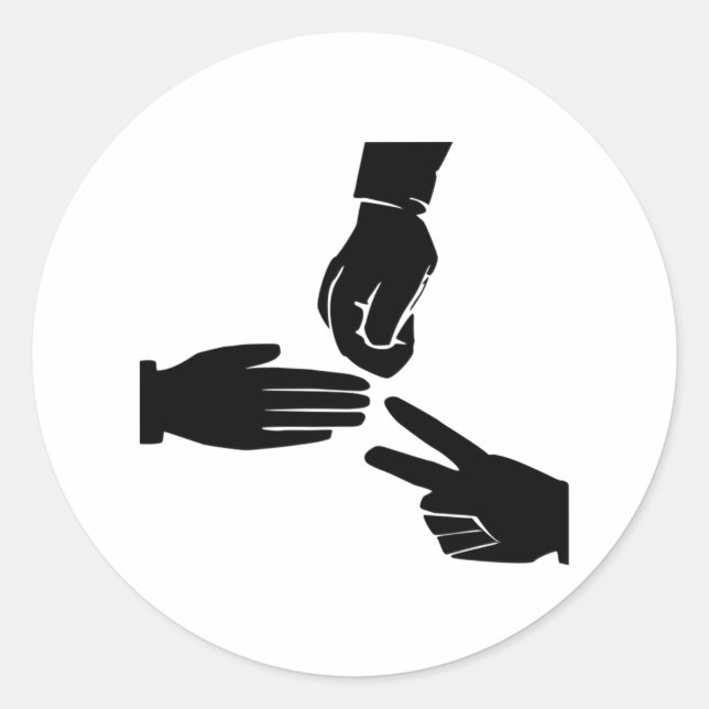 Sticker Rond Ciseaux de papier rocheux (Devant)