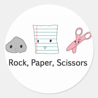 Sticker Rond Ciseaux de papier rocheux