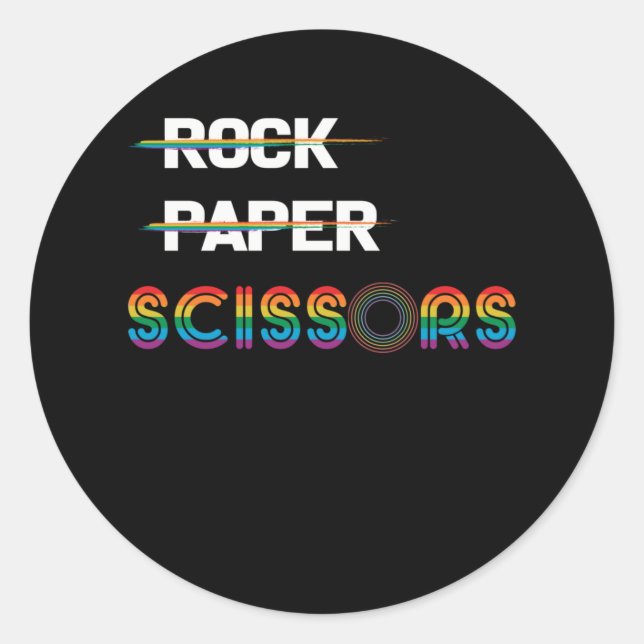 Sticker Rond Ciseaux de papier rock Lesbian Pride (Devant)