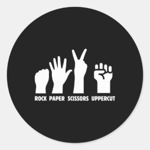 Sticker Rond Ciseaux de roche papier - Boxe à découpe supérieur