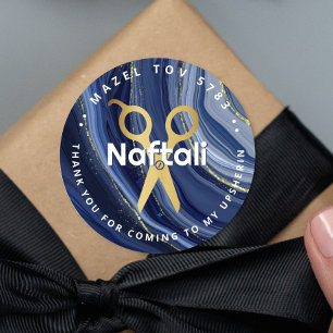 Sticker Rond Ciseaux personnalisés Upsherin