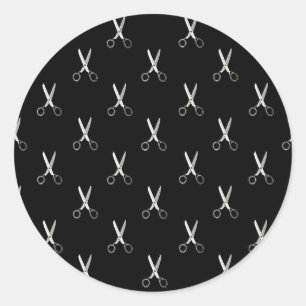 Sticker Rond Ciseaux Vintage Noir Motif Minimaliste