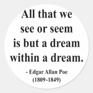 Sticker Rond Citation 1a d'Edgar Allen Poe