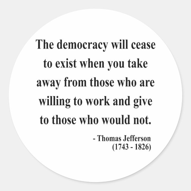 Sticker Rond Citation 3a de Thomas Jefferson (Devant)