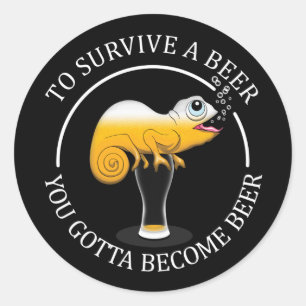 Sticker Rond Citation amusante de l'amoureux de la bière - Bièr