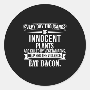 Sticker Rond Citation anti-végétarien du barbecue amusant - Bac