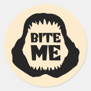 Sticker Rond Citation Bite me - Requin Jaws