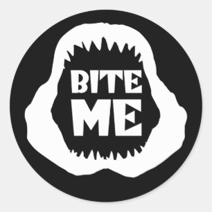 Sticker Rond Citation Bite me - Requin Jaws