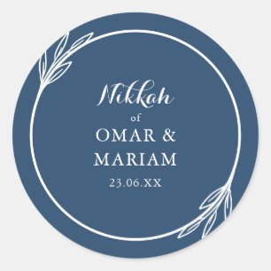 Sticker Rond Citation botanique de Nikkah Elegant Navy