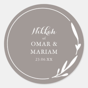 Sticker Rond Citation botanique Nikkah Elegant Pecan