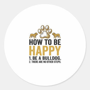 Sticker Rond Citation Bulldog heureux Gravure vintage Amoureux