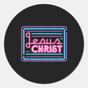 Sticker Rond Citation Colorée Rétro Jésus-Christ Chrétien de Ba