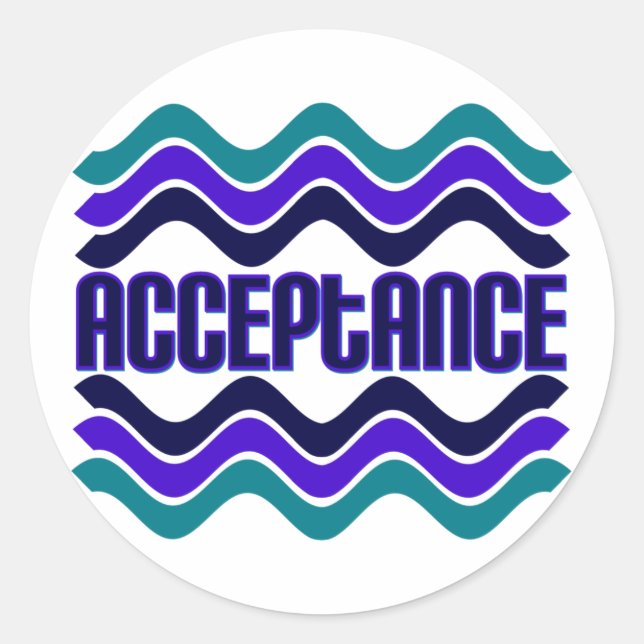 Sticker Rond Citation d'acceptation en bleu vert violet (Devant)